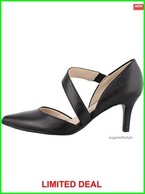 Women's Pointed Toe Pump with Crossover Strap and Mid Heel